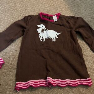 Gymboree Brown Sweater with Pink Accents and Dog Design